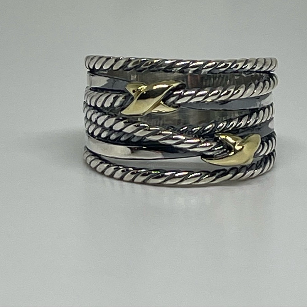 David Yurman Double X Crossover Ring in Silver with 18k Gold - Picture 8 of 8